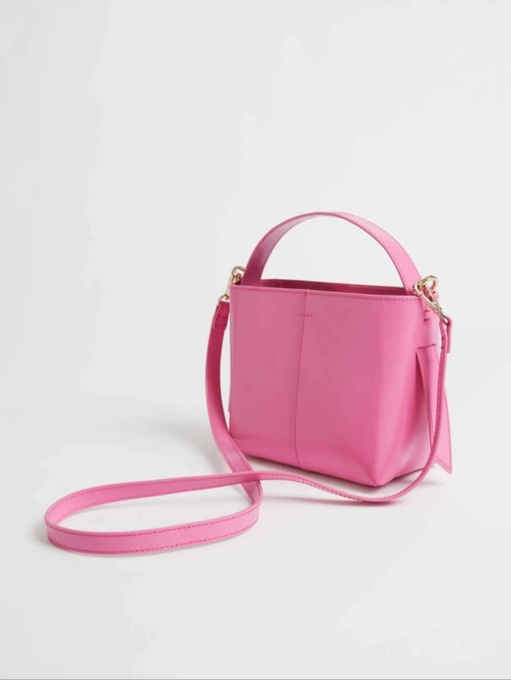 & Other Stories Pink Leather Crossbody Box Bag